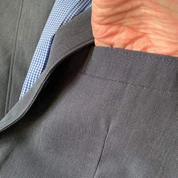 Banana Republic cotton blue-grey no iron slim fit lined 2 button blazer EUC - Picture 3 of 9